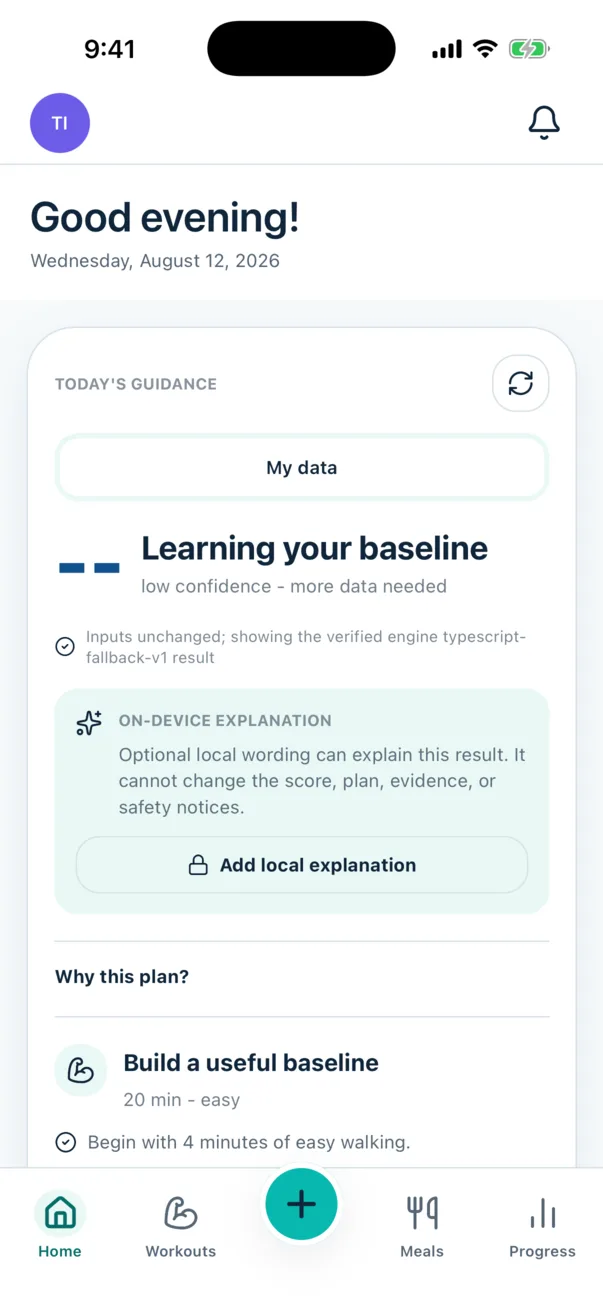 PrepAI on-device guidance screen